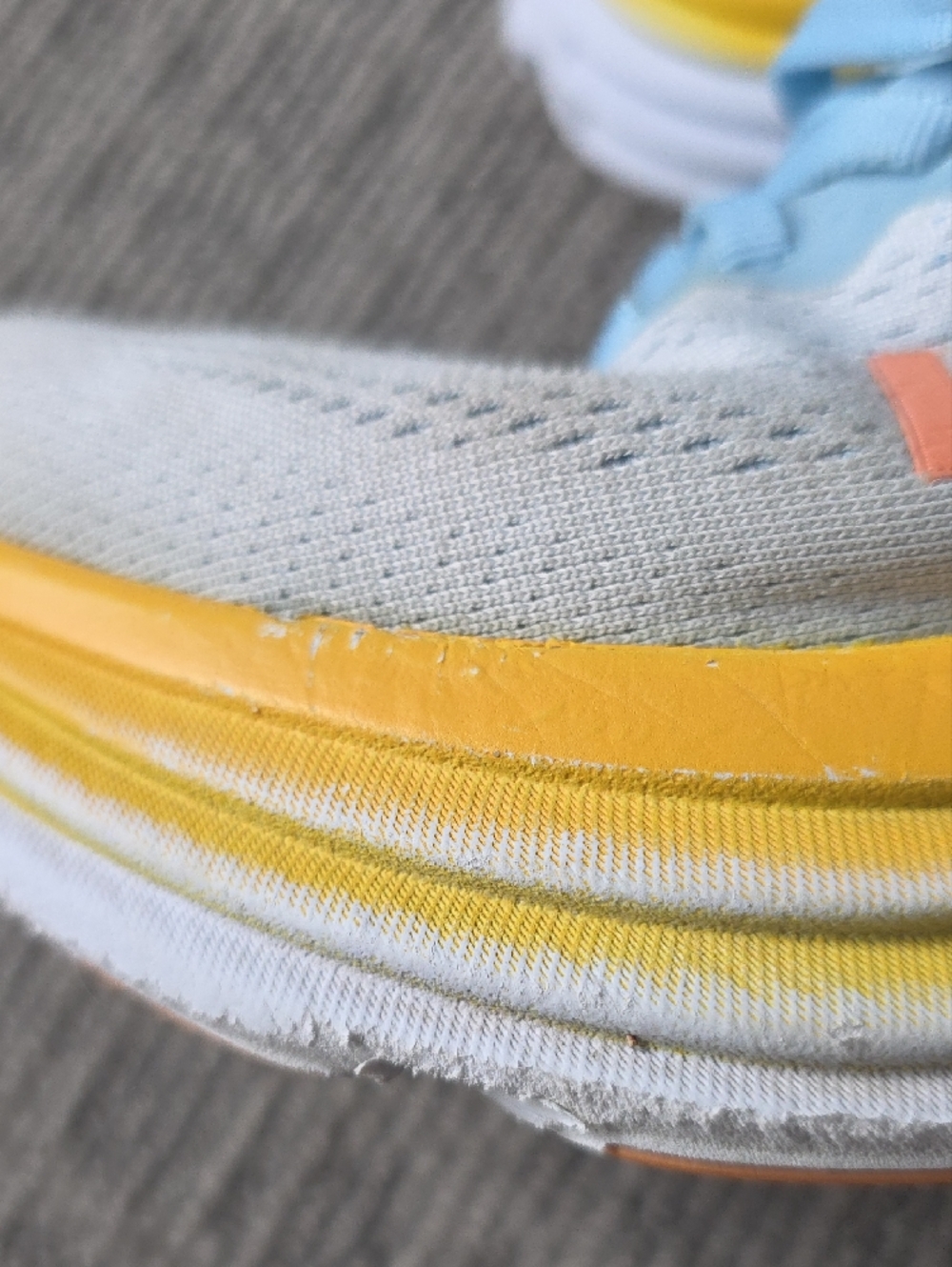 Hoka Bondi 8 Running Shoes - Light Blue, Yellow & Coral Accents - Picture 9 of 10